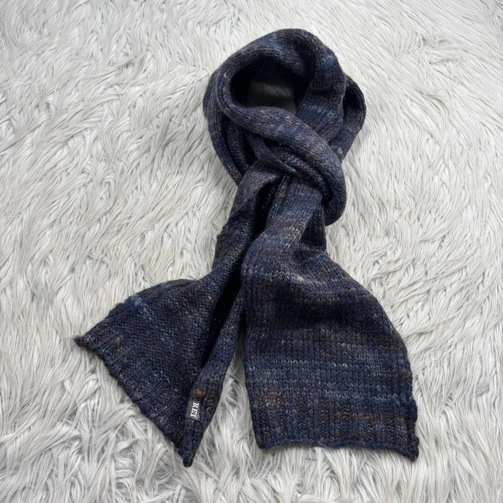 REI Men's Unisex Marled Blue Rolled Edge Skinny Scarf Hiking Gorpcore Preppy